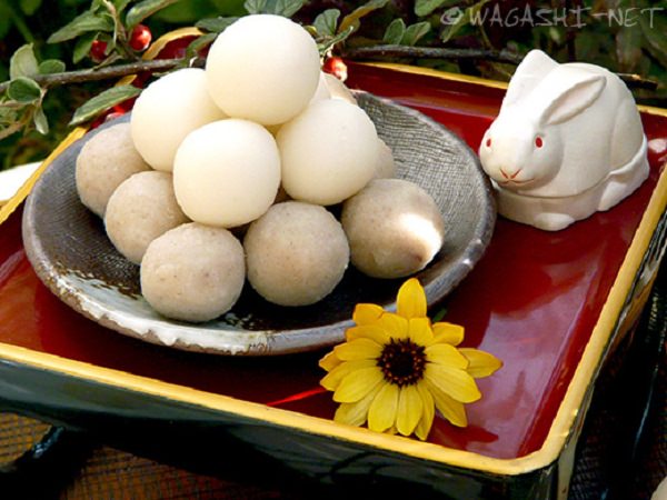 In Japan, you can see rabbits eating the sticky rice cake in the occasion of the Mid-Autumn Festival